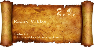 Radak Viktor névjegykártya